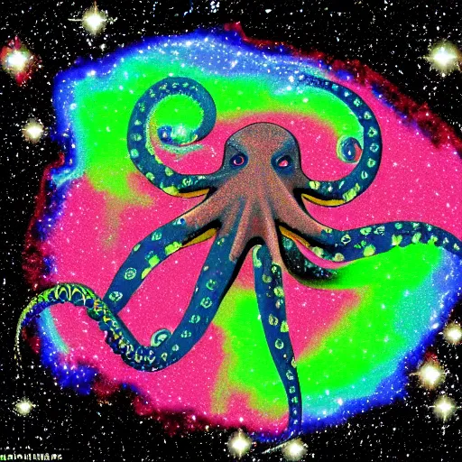 Image similar to an octopus camouflaged in the cosmic microwave background