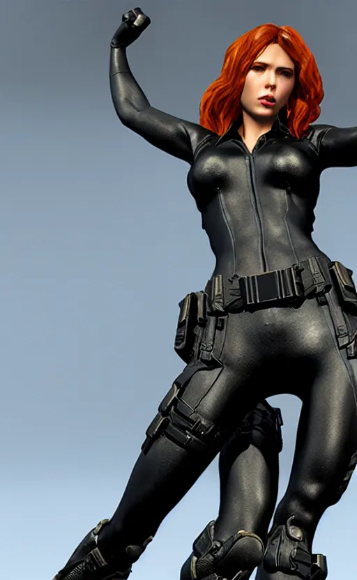 Prompt: black widow, bronze statue and silver, unreal engine, high detailed holographic