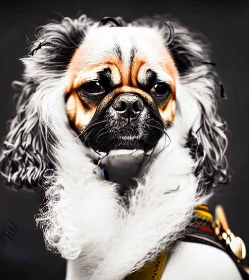 Image similar to high quality colored portrait of a dog that looks like albert einstein, professional lighting, high detail, dslr, 8 k