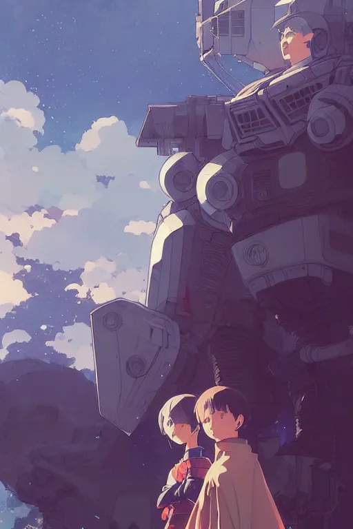 Prompt: portrait of a big medieval mech by ilya kuvshinov, cloudy sky background lush landscape ln illustration concept art anime key visual trending pixiv by victo ngai fanbox by greg rutkowski makoto shinkai takashi takeuchi studio ghibli