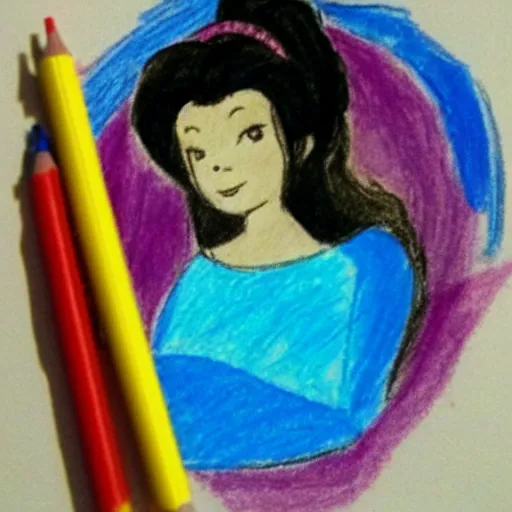Image similar to child's crayon drawing of belle