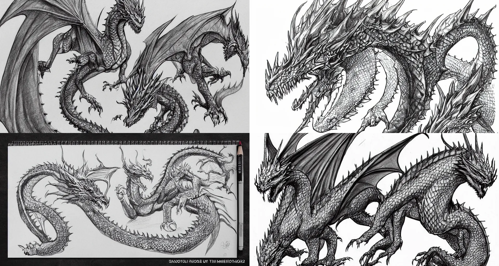 Prompt: sketch drawing of beautiful got dragon fantasy creatures, sketch by adams arthur, line drawing, detailed, clean