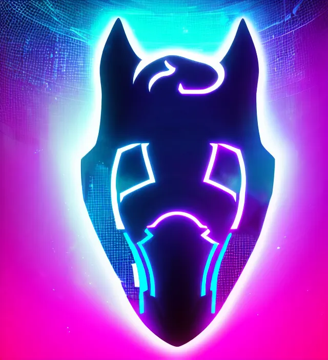 Image similar to studio beautiful cyberpunk esports horse logo for a horse!!!!!! studio level special effects and particles, intricate!!!!! professional, global illumination, clean, minimalistic, hyperdetailed, epic