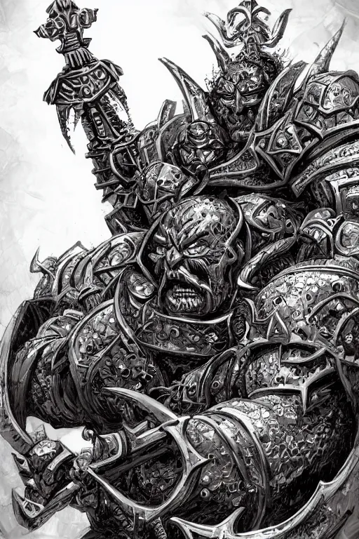 Image similar to chaos dwarf, fantasy, warhammer, highly detailed, digital art, sharp focus, trending on art station, kentaro miura manga art style