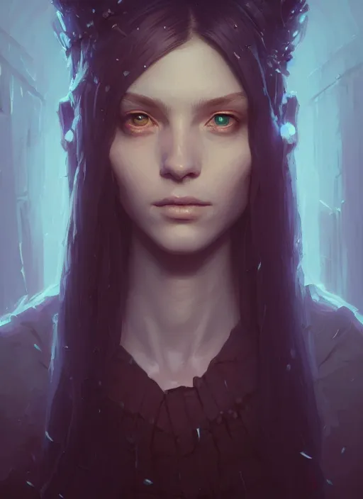 Image similar to Highly detailed necrotic portrait of a woman, Stephen Bliss, unreal engine, fantasy art by Greg Rutkowski, Loish, Rhads, Makoto Shinkai and Lois van baarle, ilya kuvshinov, rossdraws, Tom Bagshaw, global illumination, radiant light, detailed and intricate environment