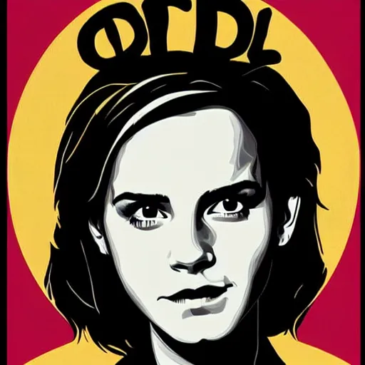 Prompt: emma watson hope poster by shepard fairey, mannie garcia ( 2 0 0 8 )