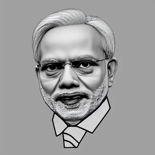 Prompt: portrait of Narendra modi, authoritarian, 3d shaded, dystopian