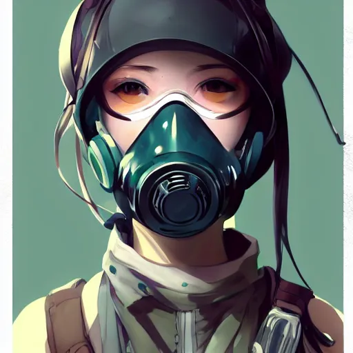 Image similar to medium shot portrait of a girl wearing a gas mask, drawn by WLOP, by Avetetsuya Studios, attractive character, colored sketch anime manga panel, trending on Artstation