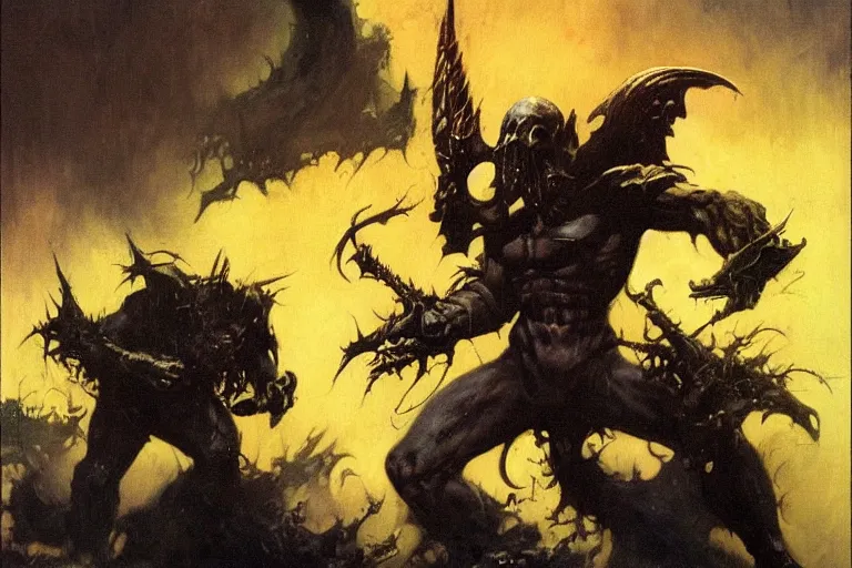 Prompt: death dealer, a painting by Frank Frazetta