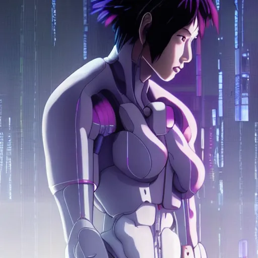 Prompt: Ghost in the Shell, GitS, face Kusanagi Motoko,