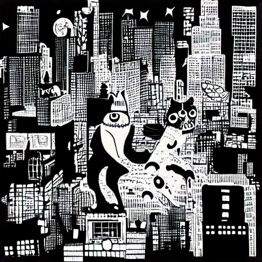 Image similar to “ frank miller ” sin city from the black lagoon rag doll cat black and white highly detailed cityscape 1 0 2 4 x 1 0 2 4