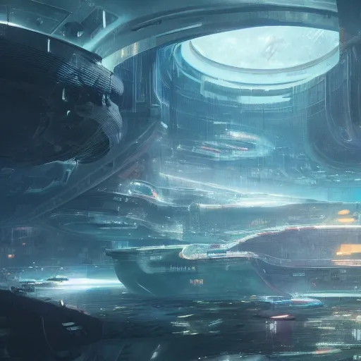 Image similar to an underwater scifi city contained entirely inside of a fishbowl, scifi art by Jan Urschel and Greg Rutkowski, 4k