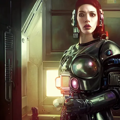 Image similar to highly detailed upper body portrait christina hendricks wearing shiny plastic armor cyberpunk in gta v, stephen bliss, unreal engine, fantasy art by greg rutkowski, loish, rhads, ferdinand knab, makoto shinkai and lois van baarle, ilya kuvshinov, rossdraws, tom bagshaw, global illumination, radiant light, detailed and intricate environment