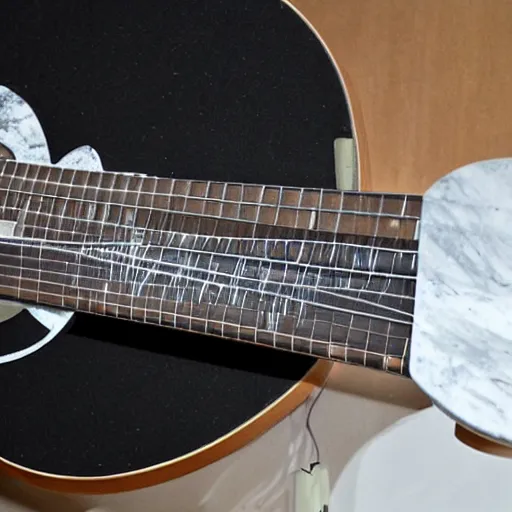 Image similar to an electrified guitar made entirely out of marble