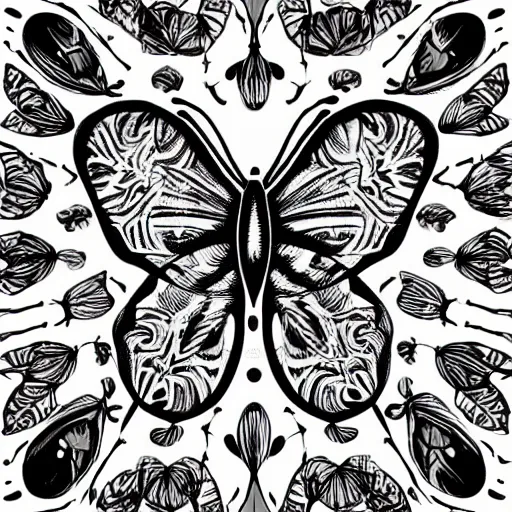 Image similar to black and white illustration, creative design, moth