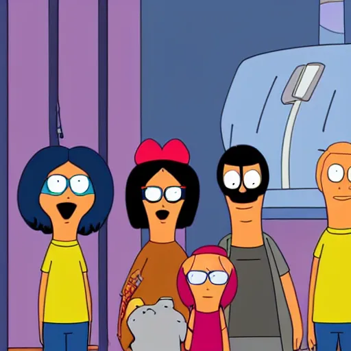 Prompt: Bob's Burgers Family Portrait, Futuristic, Far Future, Sci-fi, 4k