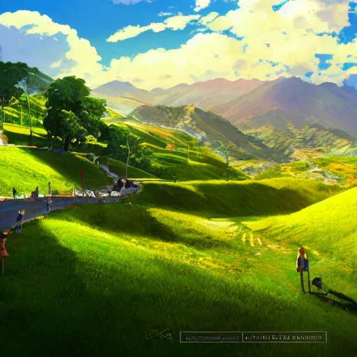 Image similar to norte de armenia quindio en un dia soleado, Artwork by Makoto Shinkai, 8k, official media, wallpaper, hd