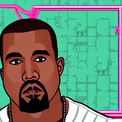 Prompt: kanye west in the video game doki doki literature club