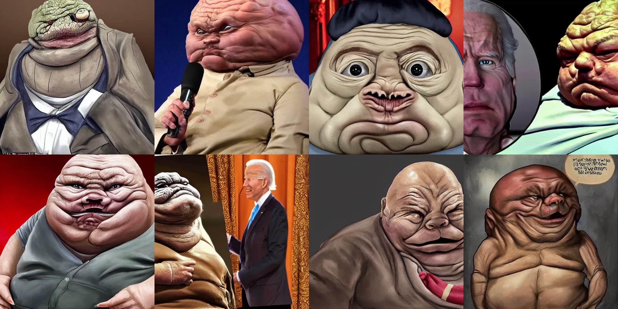 Prompt: !dream Biden as Jabba The Hut, lifelike, photorealistic, hyperdetailed
