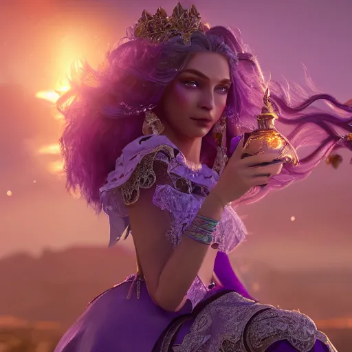 Image similar to wonderful princess of amethyst with fair skin, ornate 8 k gorgeous intricate detailed, accent lighting, dramatic light, octane render