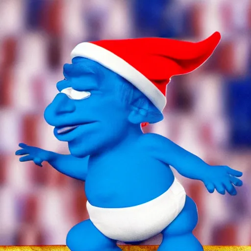 Image similar to trump as a smurf