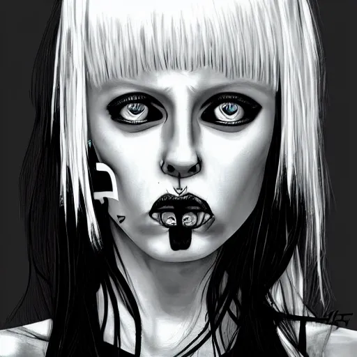 Image similar to black and white zeff art style die antwoord photo realistic