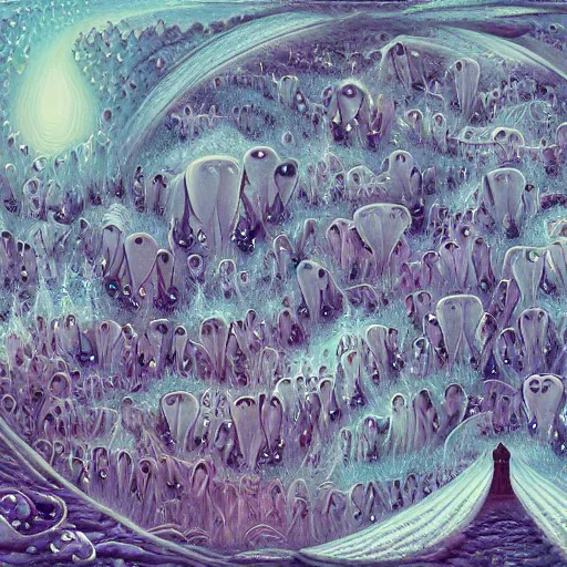 Image similar to a dream painting of all lost souls on earth, detailed intricate elegant surrealistic digital painting