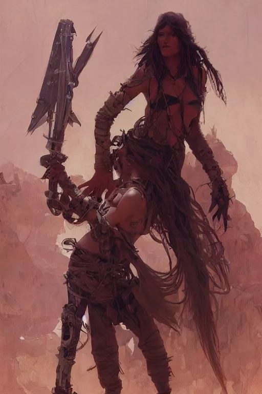 Image similar to a full body portrait of a beautiful post apocalyptic offworld enchanters district bedouin blind pulp fiction scarlet wild rogue barbarian leper begging by the roadside, intricate, elegant, highly detailed, digital painting, artstation, concept art, smooth, sharp focus, illustration, art by krenz cushart and artem demura and alphonse mucha