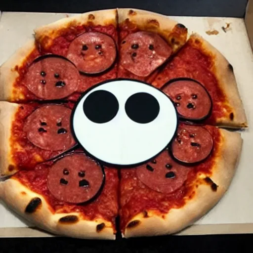 Image similar to pizza with eyes