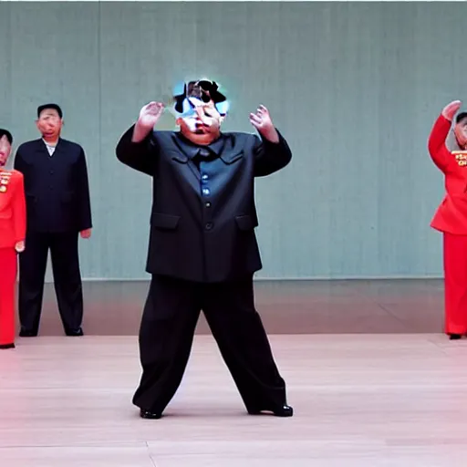 Image similar to king jong un dancing while crying