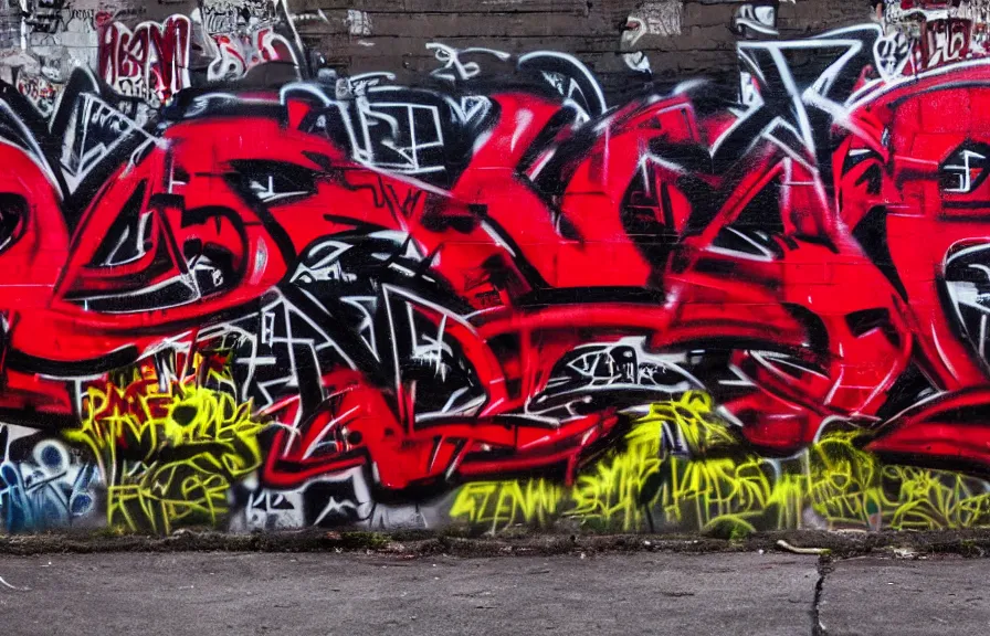 Image similar to new york underground graffiti, red and black, 4k