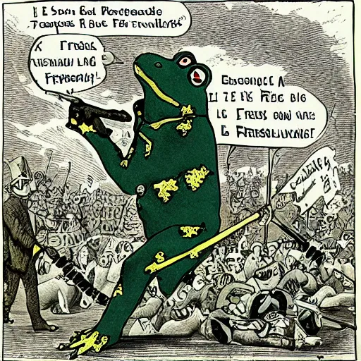 Prompt: A frog's perspective of the French Revolution