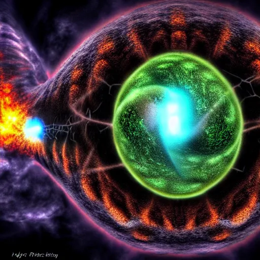Image similar to atoms colliding, hyperrealism!!!, hdr photo, fantasy