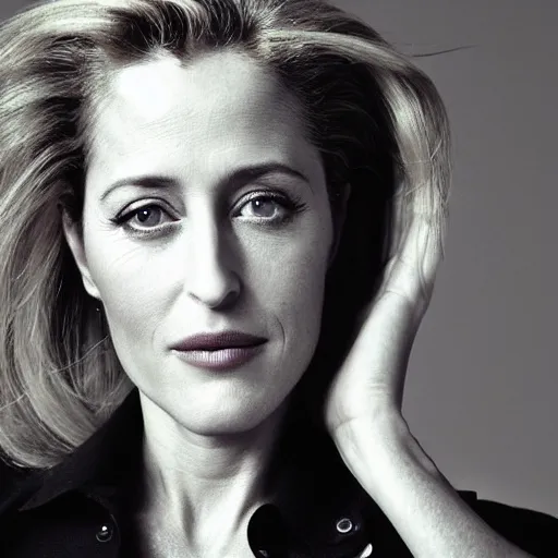Image similar to photo of a gorgeous 40-year-old Gillian Anderson by Mario Testino, detailed, head shot, award winning, Sony a7R -