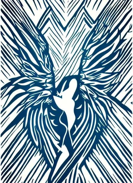 Image similar to white phoenix on salt mountain simple background simplified design geometric graphic modern sharp design Jean-Auguste-Dominique Henri de Toulouse-Lautrec style