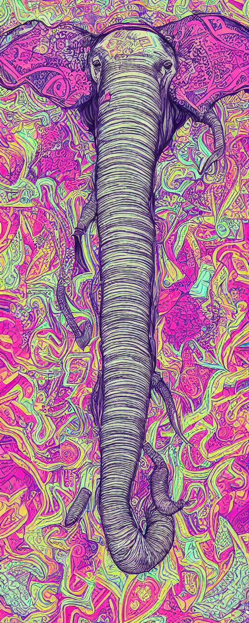 Prompt: vapowave aesthetic art of elephant, highly detailed, illustration