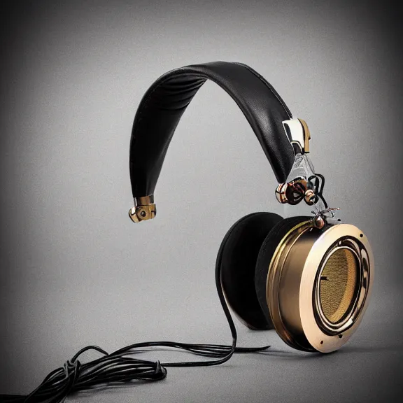 Image similar to masterpiece photo of beautiful hand crafted artistic detailed transparent headphones, bismuth metal, electronics see through, plush leather pad, modernist headphones, bismuth beautiful well designed, hyperrealistic, audiophile, intricate hyper detail, extreme high quality, photographic, audeze, sennheiser, raal, bang olufsen, abyssal