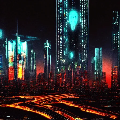 Image similar to Stunning photograph of cyberpunk landscape of Chiba City at night from Neuromancer by the genius renowned cyberpunk photographer William Gibson