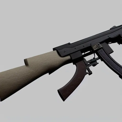 Image similar to Octane render of an AK-47 against a white background, 4k, ultra HD