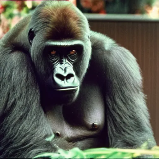 Prompt: still of a gorilla as Scarface (1983)