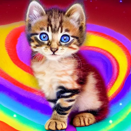 Prompt: rainbow cosmic cute kitten