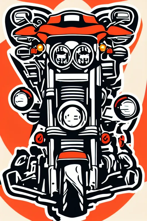 Image similar to Harley Davidson motorbike , sticker, colorful, illustration, highly detailed, simple, smooth and clean vector curves, no jagged lines, vector art, smooth