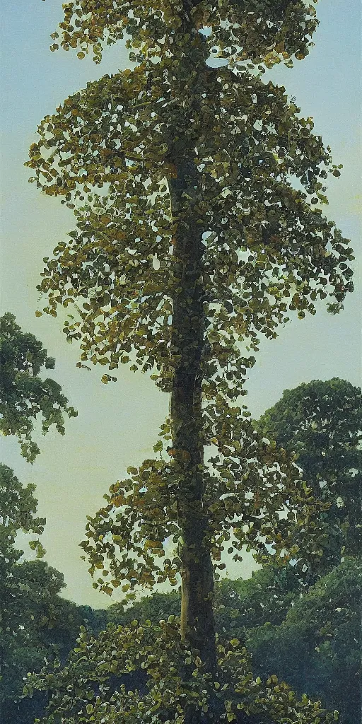 Prompt: art by abbott fuller graves of a giant beautiful diatom tree