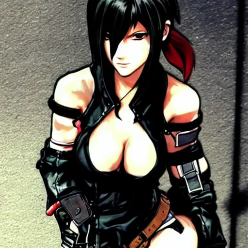 Prompt: “ tifa lockhart by yoji shinkawa ”