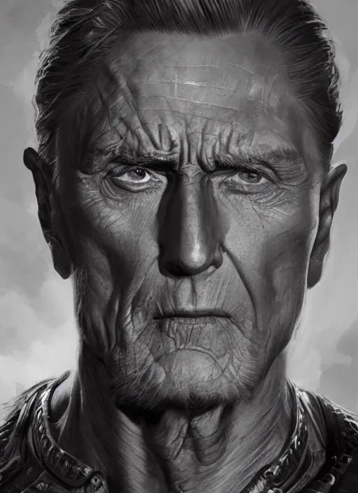 Prompt: frontal Portrait of Kirk Douglas film star, marvel comics, dark, intricate, highly detailed, smooth, artstation, digital illustration by Ruan Jia and Mandy Jurgens and Artgerm and Wayne Barlowe and Greg Rutkowski and Frank Frazetta