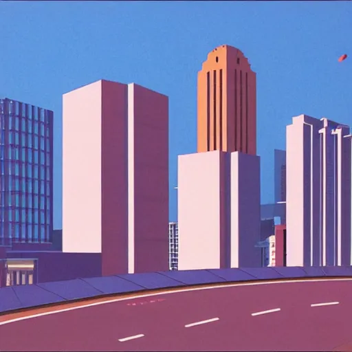 Prompt: a cityscape by hiroshi nagai