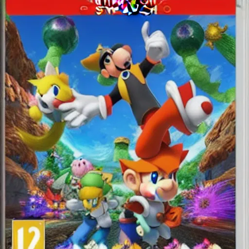 Image similar to nintendo switch box cover art of a new platforming video game featuring miles tails prower