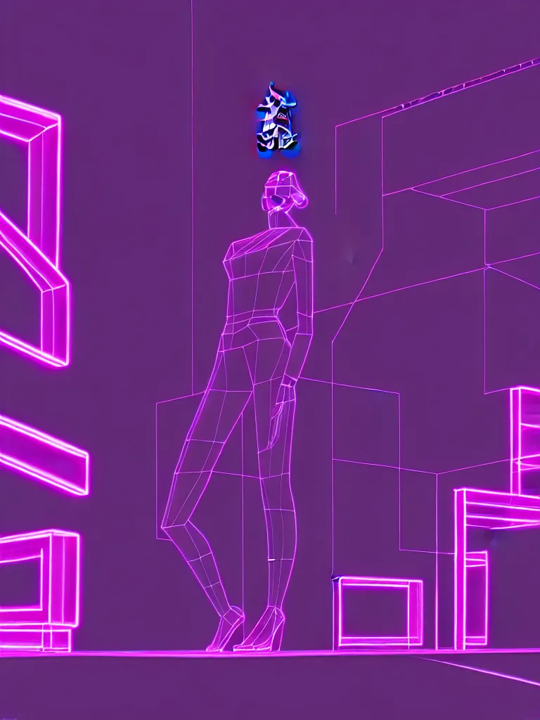Prompt: beautiful mannequin sculpted out of black glass by billelis + lit with 3 d geometric neon + city of los angeles in background!, a doorway opening with neon pink geometric light + flowering bonsai plants!!, transcendent, clean linework, hyper detailed, 4 k, trending on artstation, photorealistic, rule of thirds, volumetric lighting, octane render