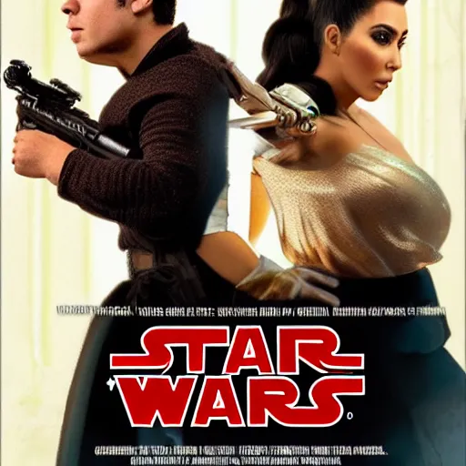 Image similar to super detailed star wars movie poster with ben shapiro, snooki and kim kardashian, 8k full HD photo, cinematic lighting, anatomically correct, oscar award winning, action filled, correct eye placement,