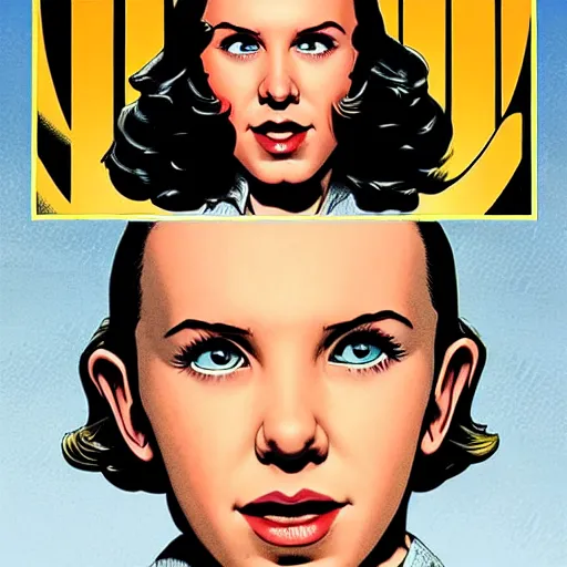 Prompt: millie bobby brown by artgem by brian bolland by alex ross by artgem by brian bolland by alex rossby artgem by brian bolland by alex ross by artgem by brian bolland by alex ross